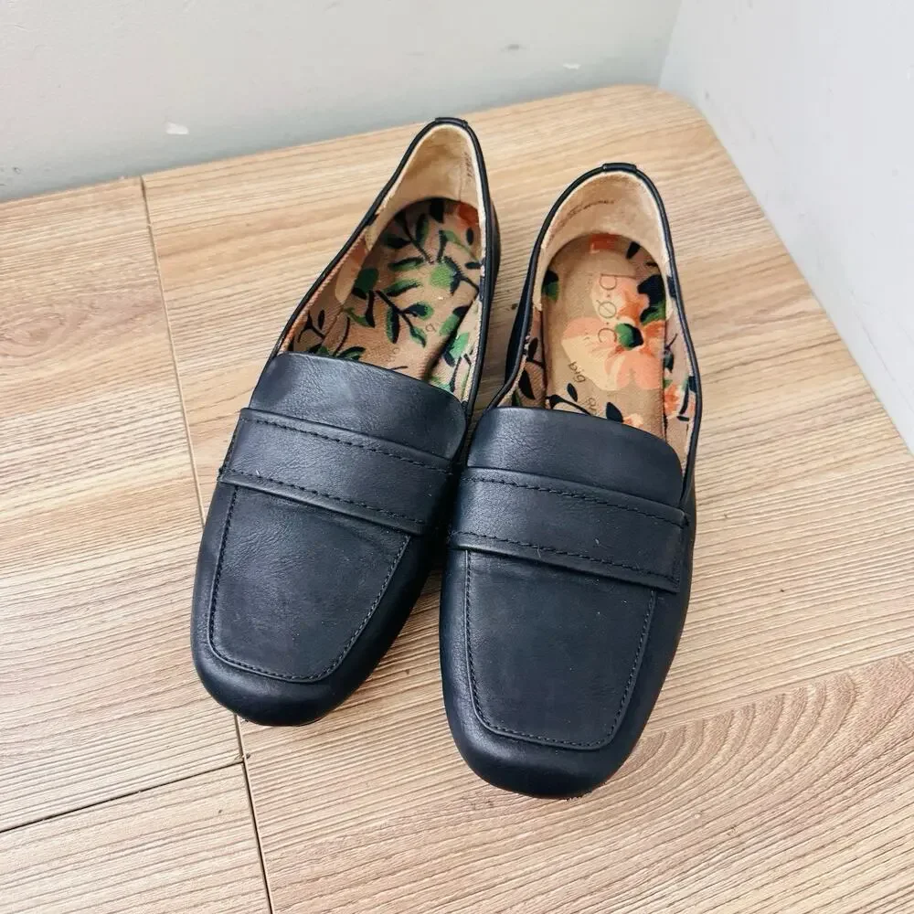 BOC Black Leather Slip On Loafers Women’s Size 7.5